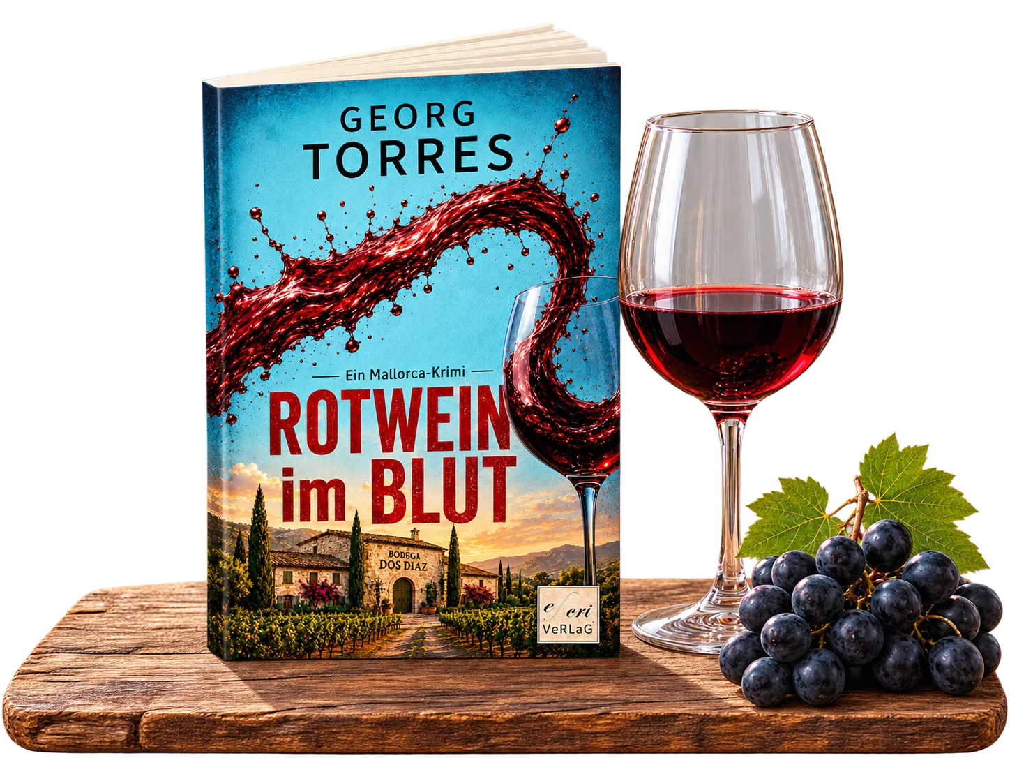 Rotwein im Blut mit Rotweinglas und Trauben